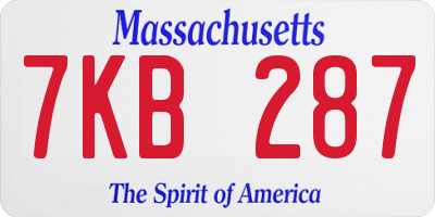 MA license plate 7KB287