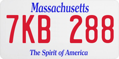 MA license plate 7KB288