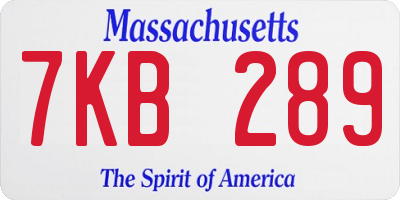 MA license plate 7KB289