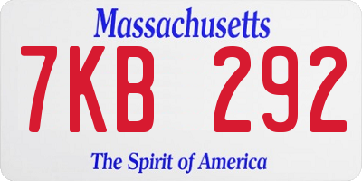 MA license plate 7KB292