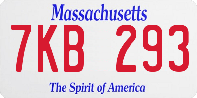 MA license plate 7KB293