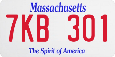 MA license plate 7KB301