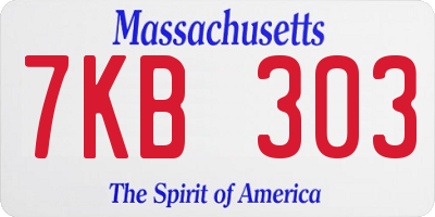 MA license plate 7KB303