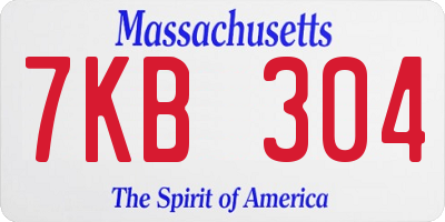 MA license plate 7KB304