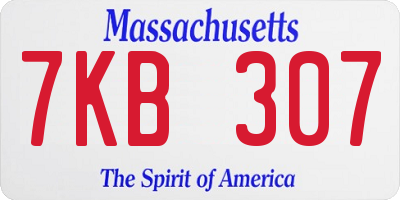MA license plate 7KB307