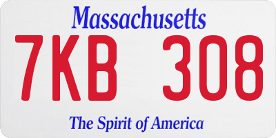 MA license plate 7KB308