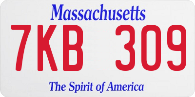 MA license plate 7KB309