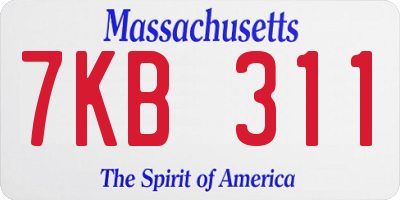 MA license plate 7KB311