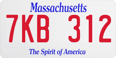 MA license plate 7KB312