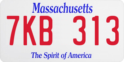 MA license plate 7KB313
