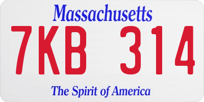 MA license plate 7KB314