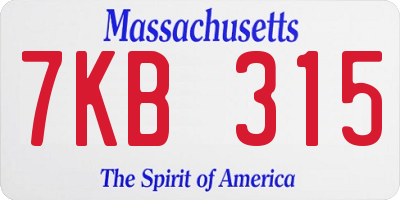 MA license plate 7KB315