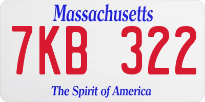 MA license plate 7KB322