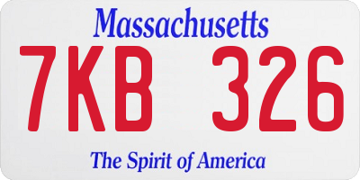MA license plate 7KB326
