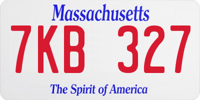 MA license plate 7KB327
