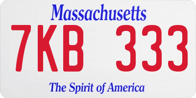 MA license plate 7KB333