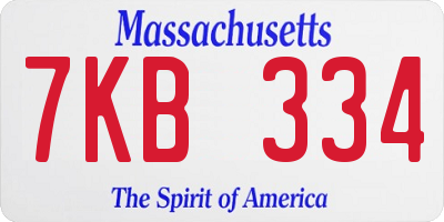 MA license plate 7KB334