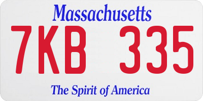 MA license plate 7KB335