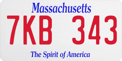 MA license plate 7KB343