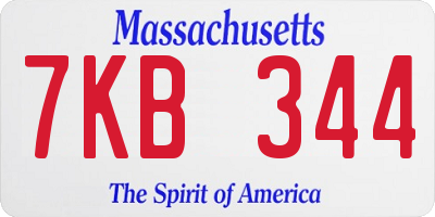 MA license plate 7KB344