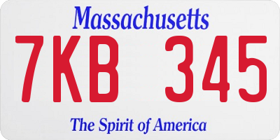 MA license plate 7KB345