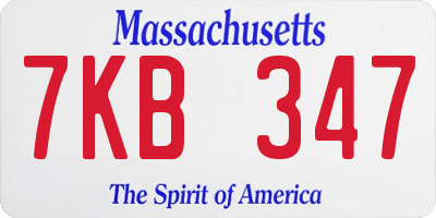 MA license plate 7KB347