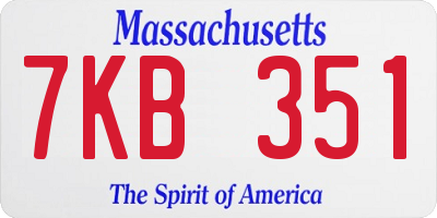 MA license plate 7KB351