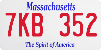 MA license plate 7KB352