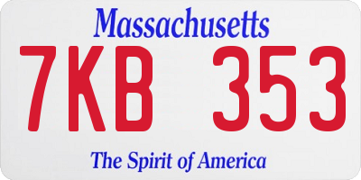 MA license plate 7KB353