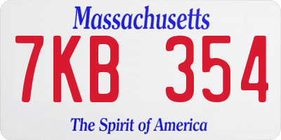 MA license plate 7KB354