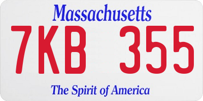 MA license plate 7KB355