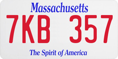 MA license plate 7KB357