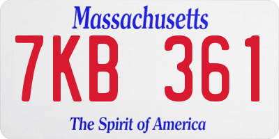 MA license plate 7KB361