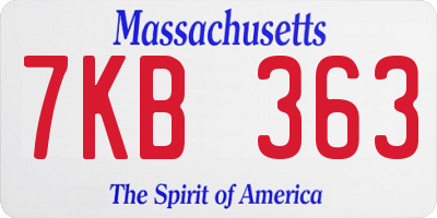 MA license plate 7KB363