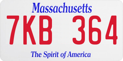 MA license plate 7KB364