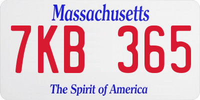 MA license plate 7KB365