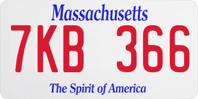 MA license plate 7KB366