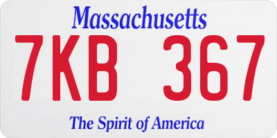 MA license plate 7KB367