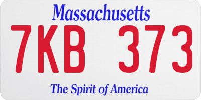 MA license plate 7KB373