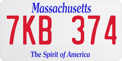 MA license plate 7KB374