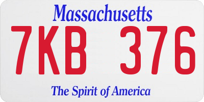 MA license plate 7KB376