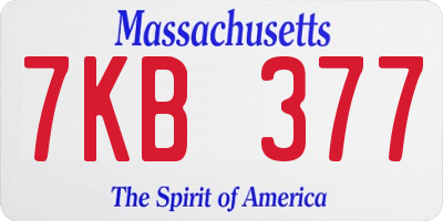 MA license plate 7KB377