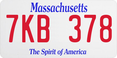 MA license plate 7KB378