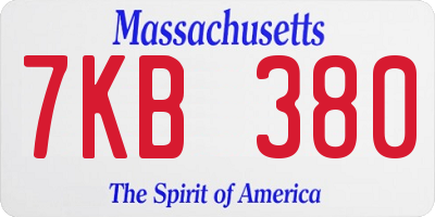 MA license plate 7KB380