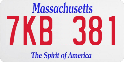 MA license plate 7KB381