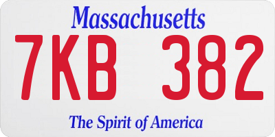 MA license plate 7KB382