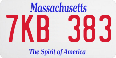 MA license plate 7KB383