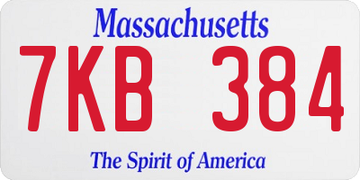 MA license plate 7KB384