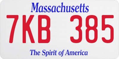 MA license plate 7KB385
