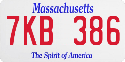 MA license plate 7KB386